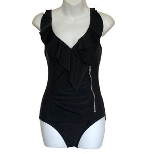 Nygard Collection Black Slimming One Piece Swimsuit Sz 8